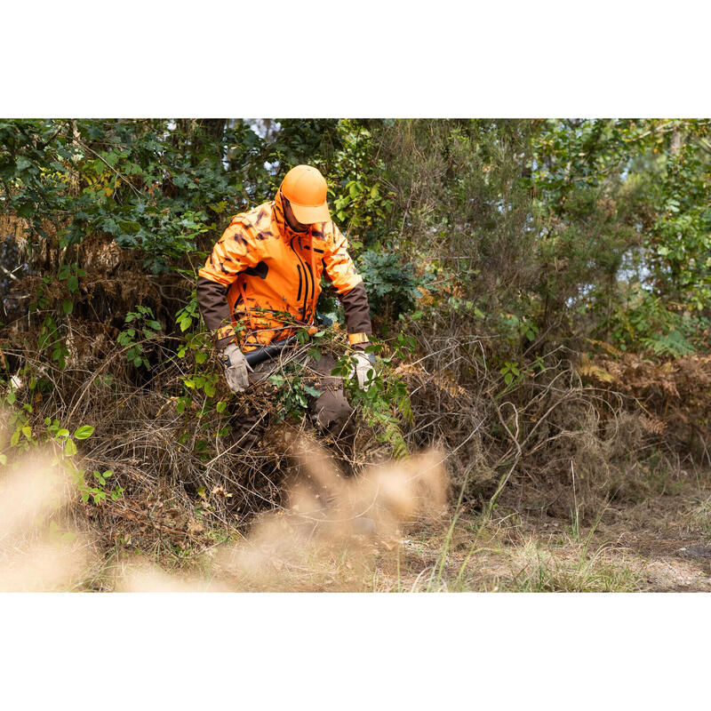 VESTE CHASSE RESISTANTE IMPERMEABLE ORANGE FLUO SUPERTRACK 900 LIGHT