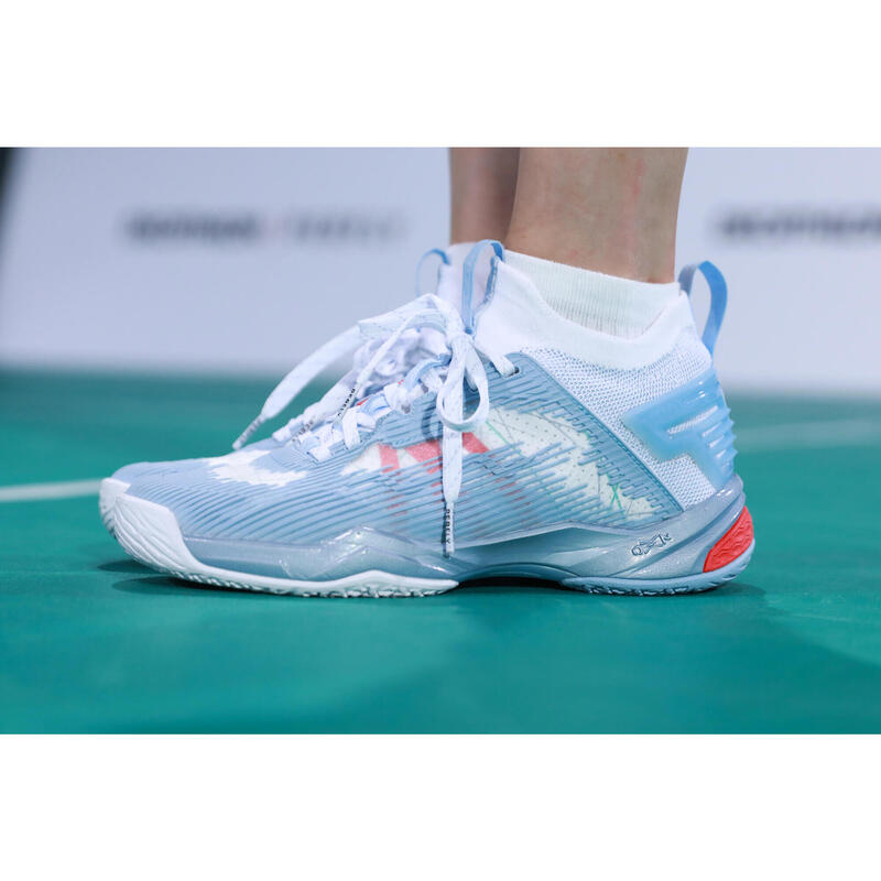 Scarpe badminton donna BS 990 grigio-celeste