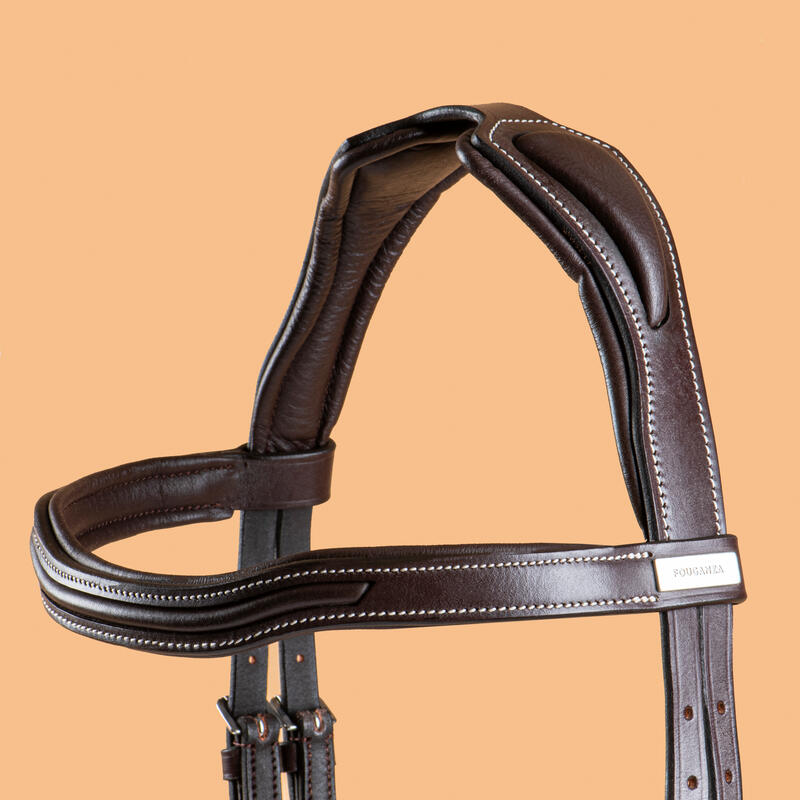 Filet cheval et poney cuir muserolle française marron foncé noir 900