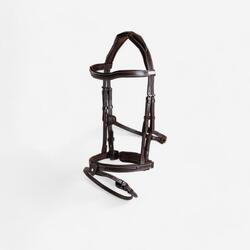 Filet cheval et poney cuir muserolle française marron foncé 900