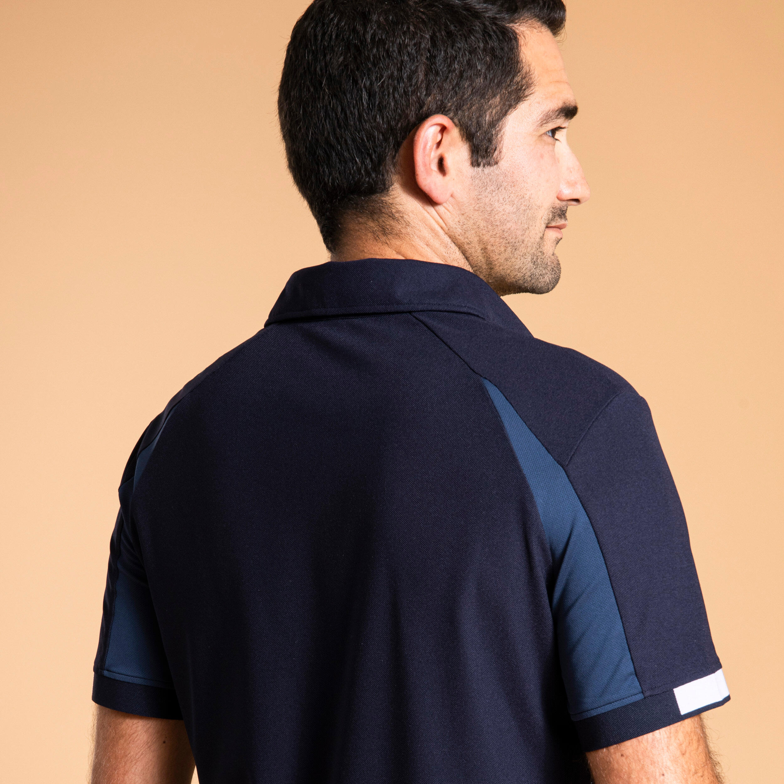 blue collared polo shirt