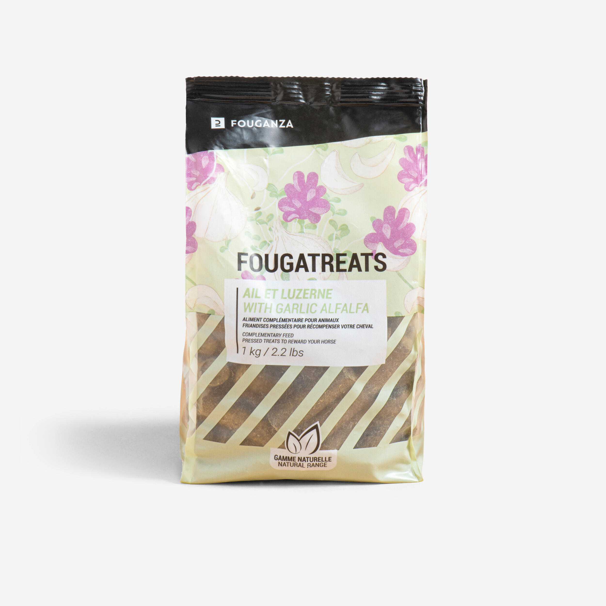 Gustare naturală echitație Fougatreats usturoi/lucernă 1 kg Cal și Ponei