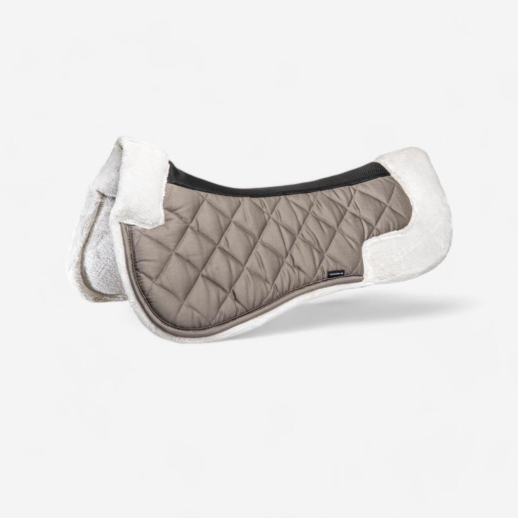 Horse & Pony Synthetic Sheepskin Saddle Pad 500 - Chestnut Brown