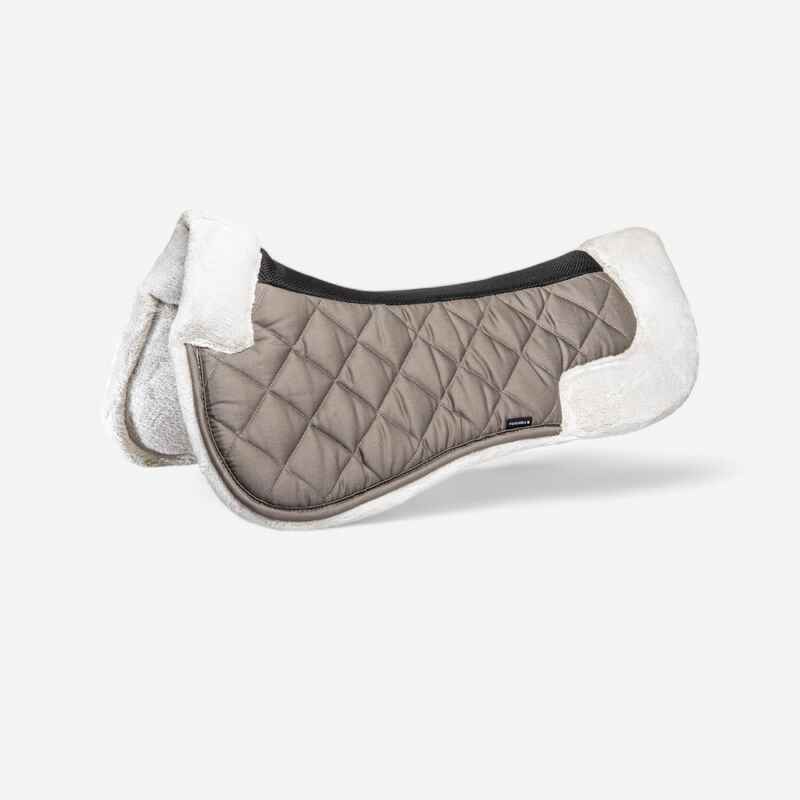 Horse & Pony Synthetic Sheepskin Saddle Pad 500 - Chestnut Brown