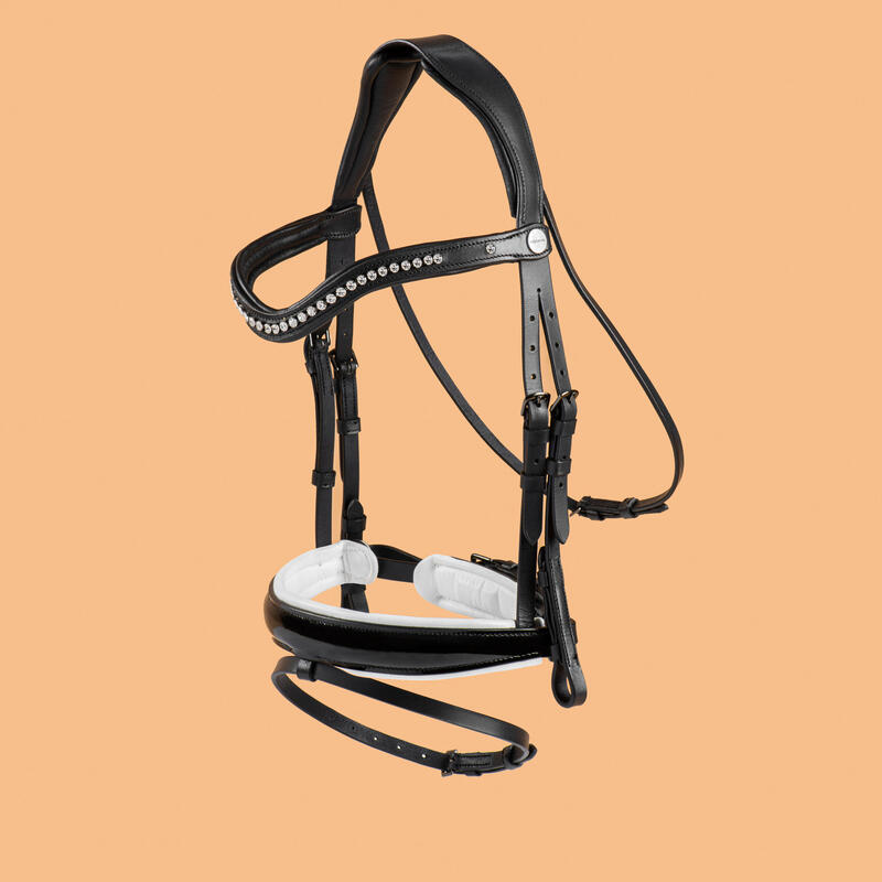 Cabeçada de Dressage Equitação Cavalo e Pónei 900 Preto/Branco