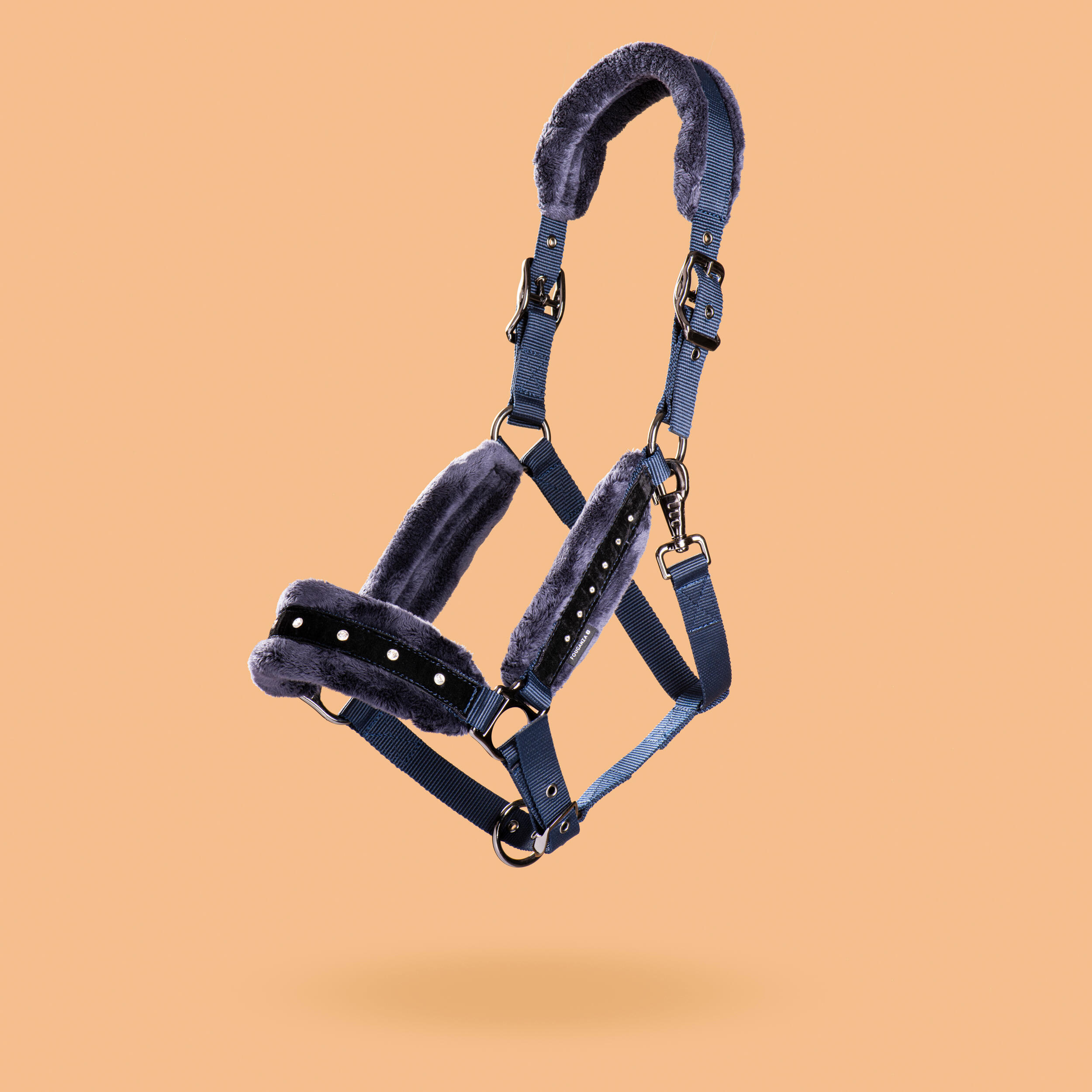 Kit licou et longe d'équitation pour cheval et poney - Strass bleu/noir - FOUGANZA