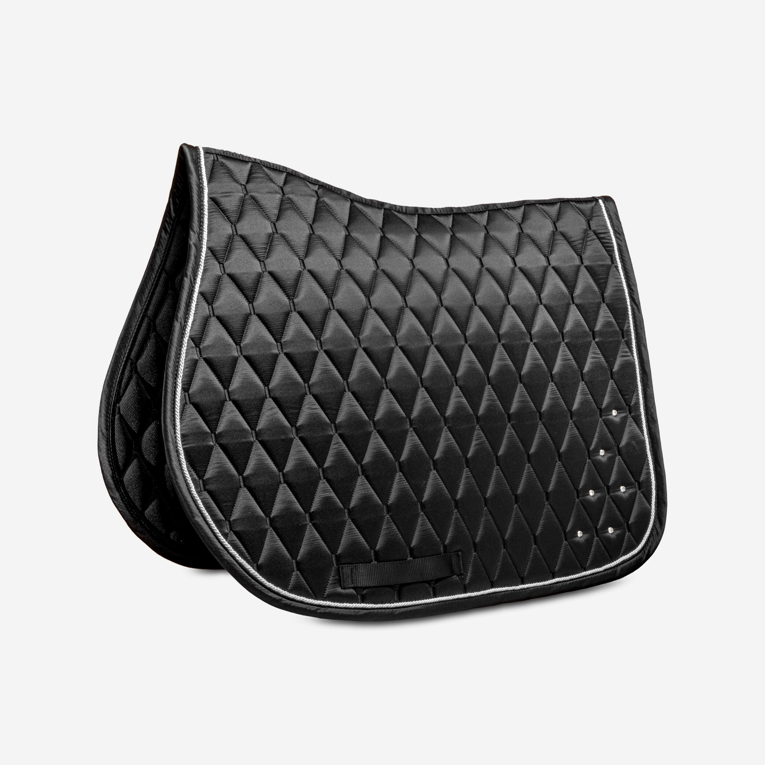 Horse Riding Rhinestone Saddle Cloth for Horse and Pony 500 - Black - FOUGANZA