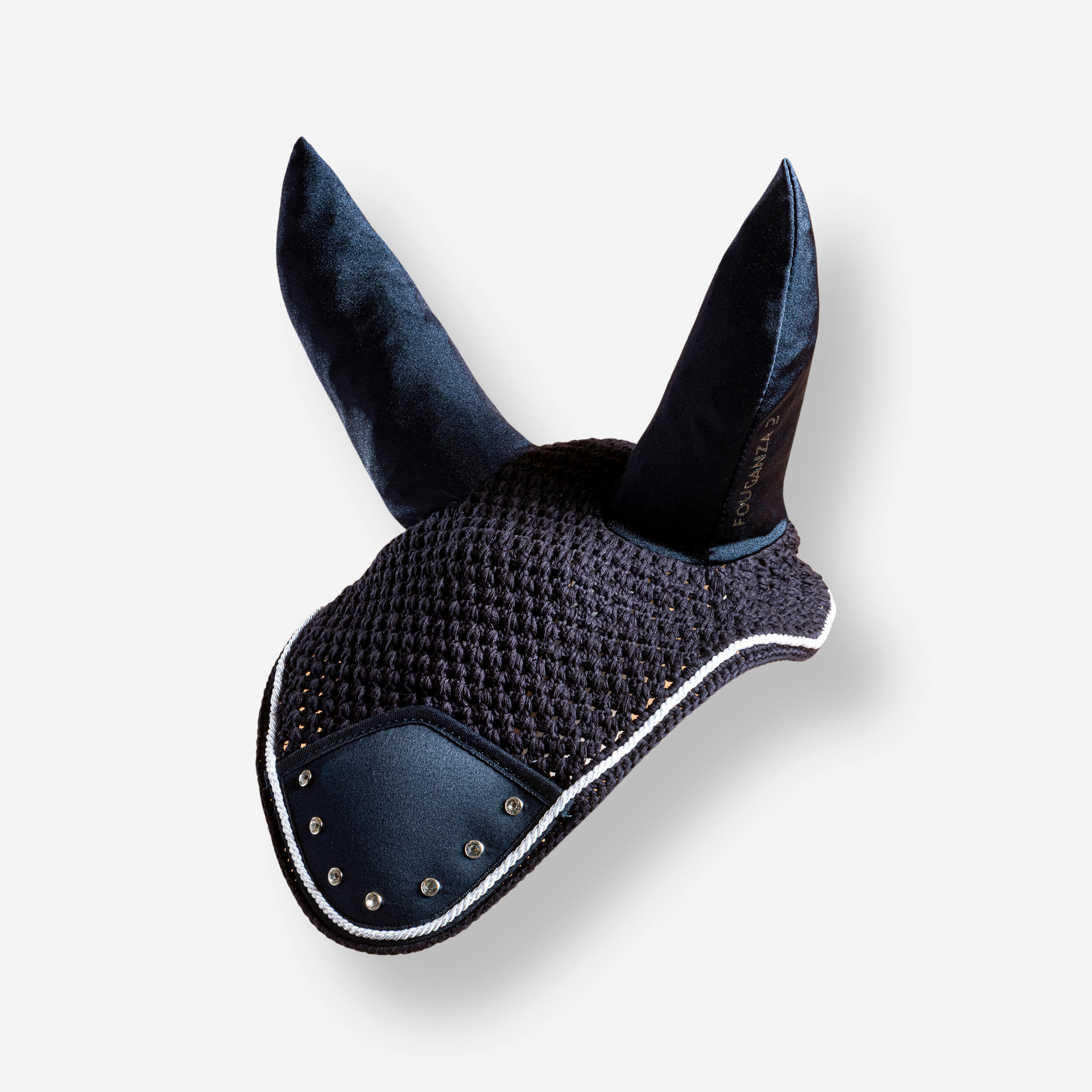 FOUGANZA Horse Riding Ear Net - Navy Rhinestones