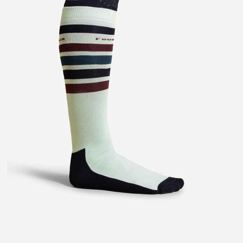 Adult Horse Riding Socks SKS100 - Green/Burgundy Stripes