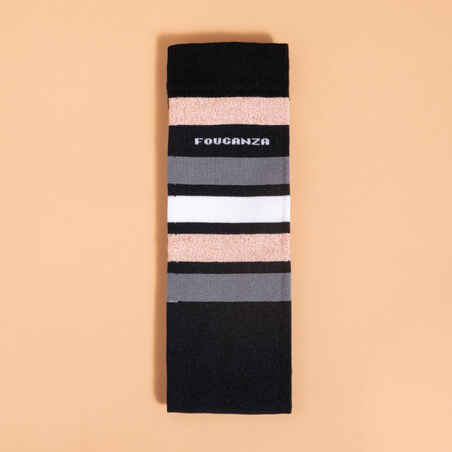Suaugusiųjų jojimo kojinės „SKS100“, juodos, rožinės, su blizgiais dryžiais