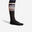 Chaussettes équitation adulte SKS100 noires/rayures roses paillettes