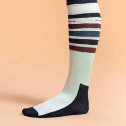 Κάλτσες ιππασίας ενηλίκων SKS100 - Πράσινο/μπορντό ρίγες