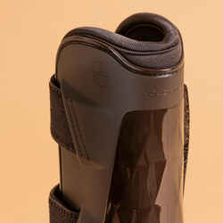 Horse Riding Open Tendon Boots for Horse & Pony 500 Jump - Brown Twin-Pack