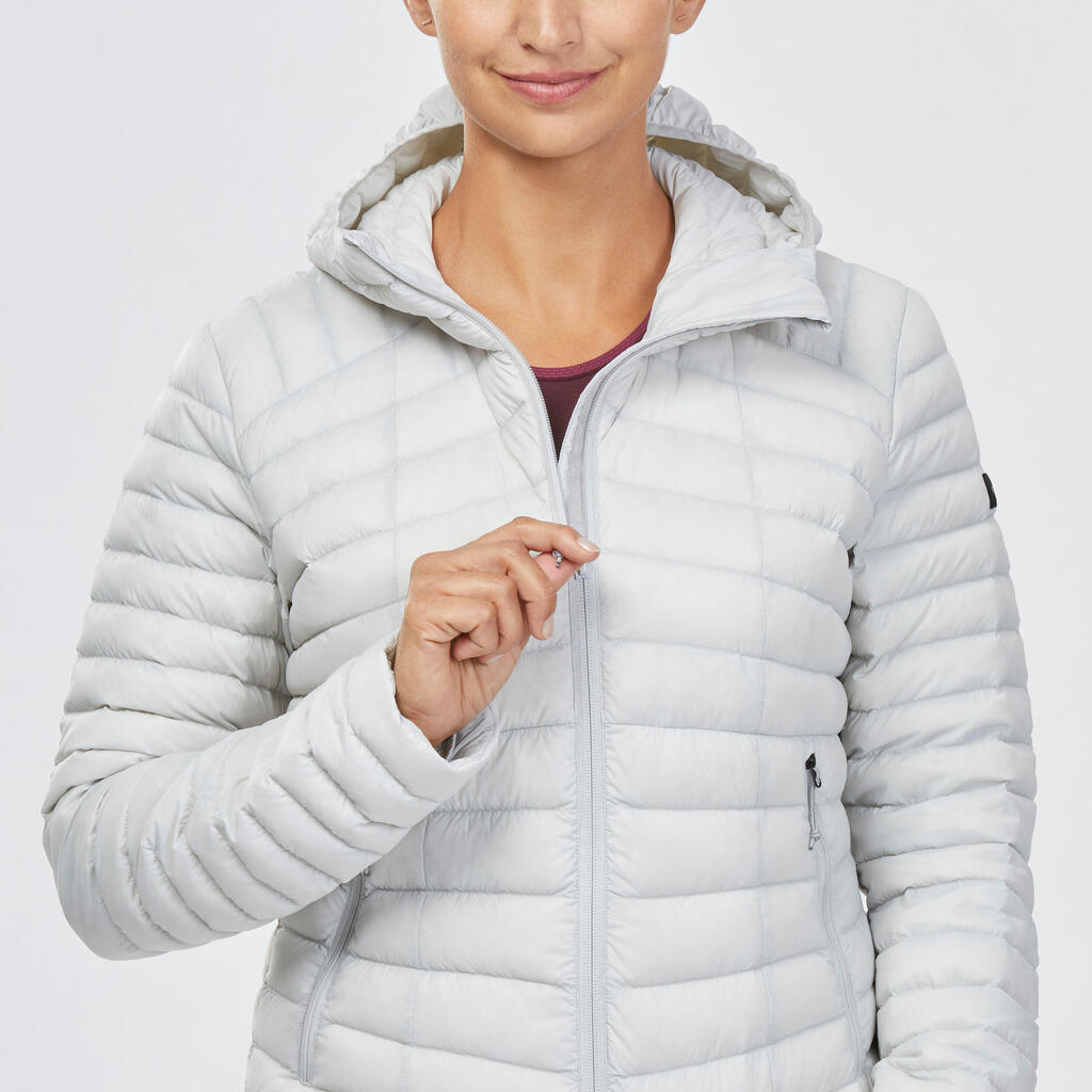 Daunenjacke Damen Kapuze bis -5 °C Trekking - MT100 