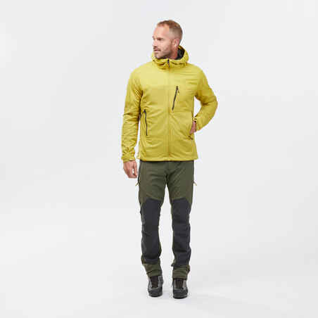 Men's Mountain Trekking Softshell Wind Warm Jacket  | TREK 900 WINDWARM Yellow