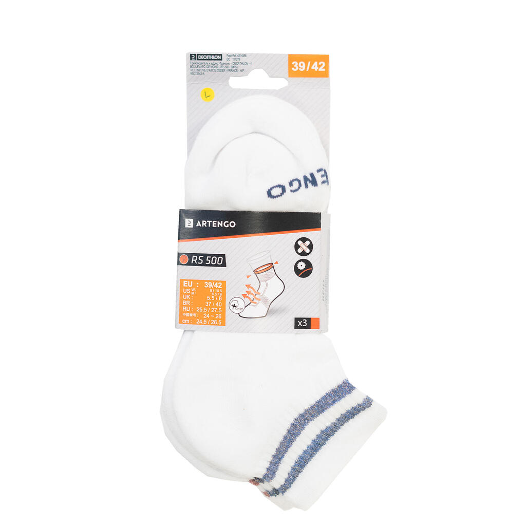 Mid Tennis Socks RS 500 Tri-Pack - Glossy White