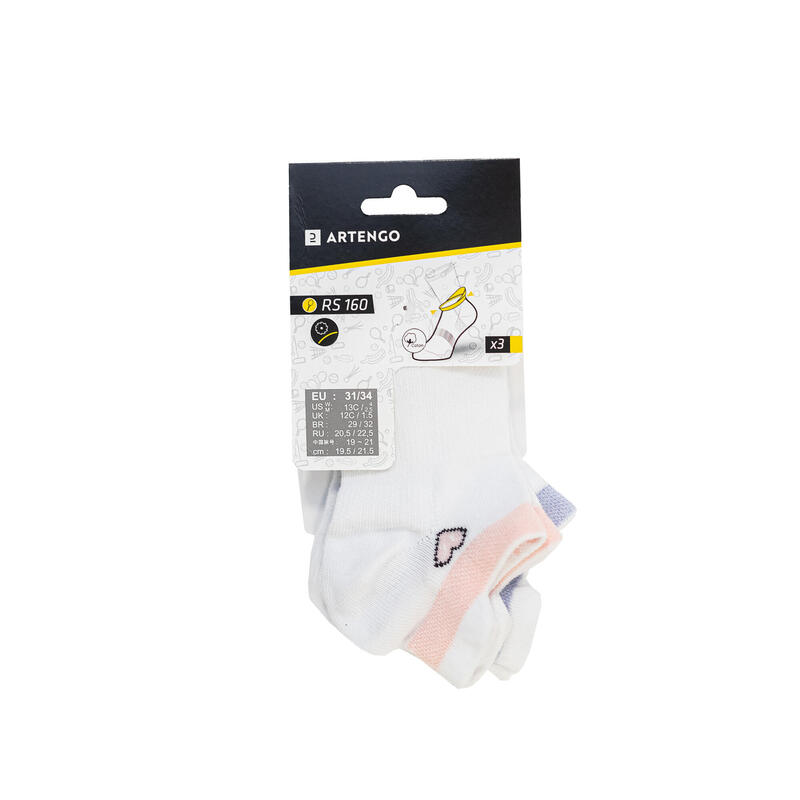 Tennissocken RS 160 Low Kinder 3er-Pack weiss Logo