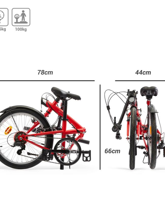 Rotes Klapprad mit Maßen