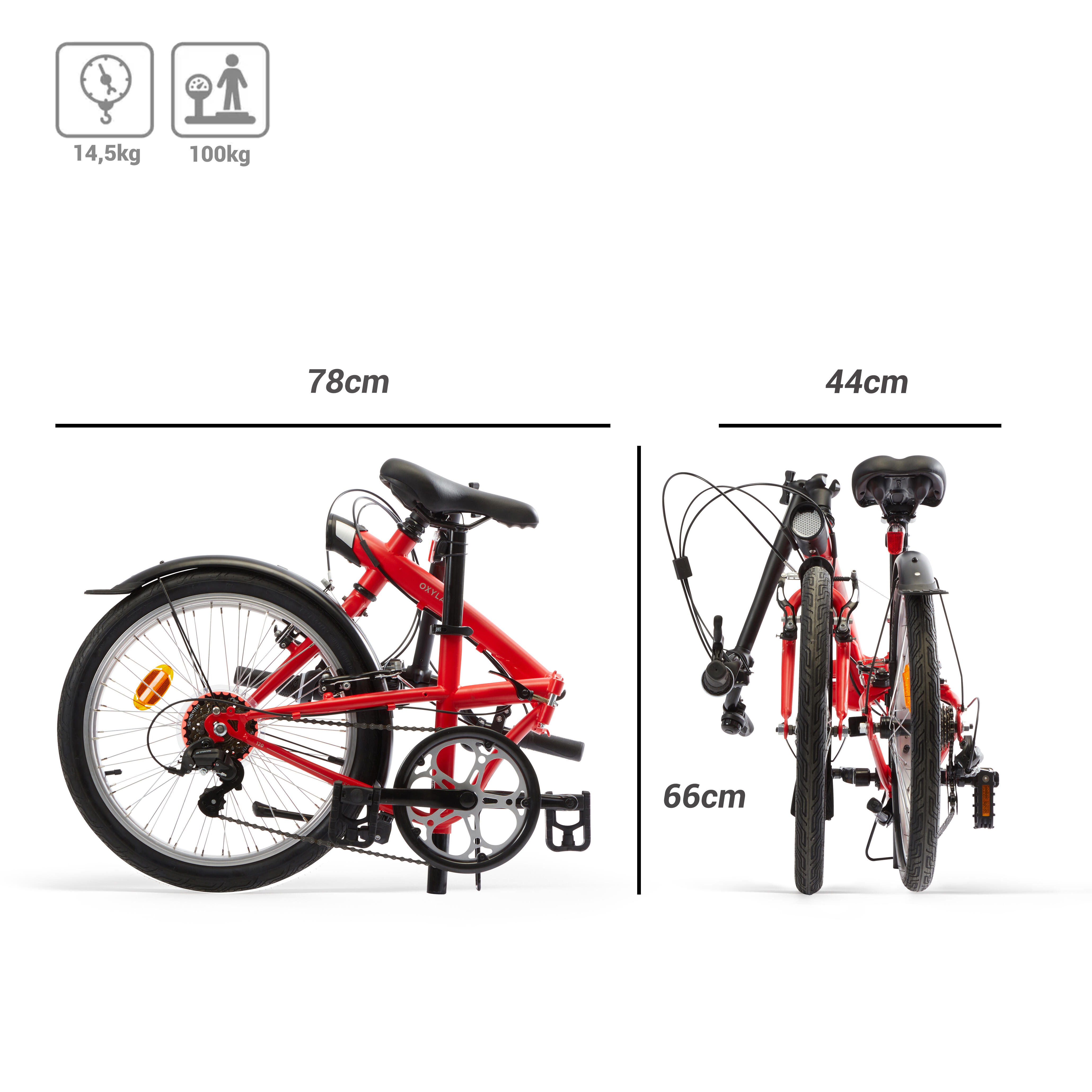 Bici pieghevole OXYLANE 120 rossa OXYLANE | DECATHLON