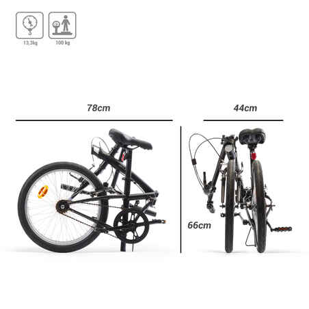 20 Inch folding bike Btwin 100 - Black