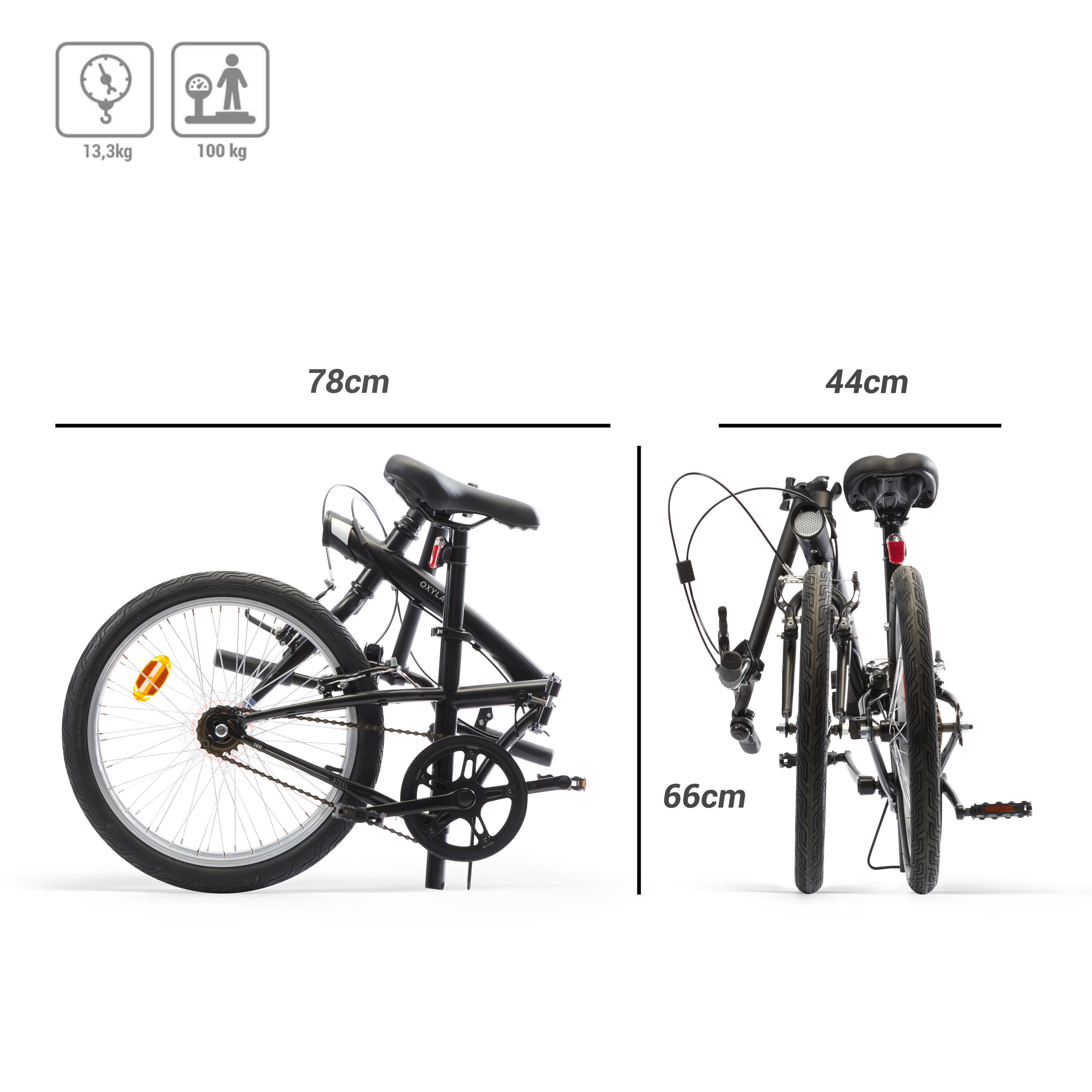 20 Inch folding bike Btwin 100 - Black 3/11