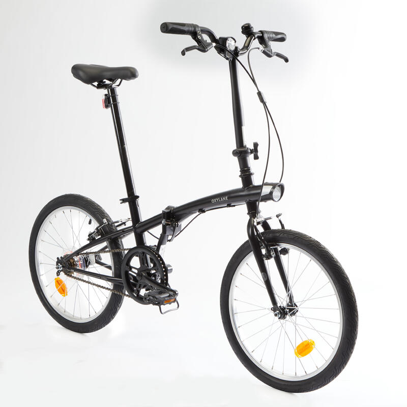 Bicicleta plegable aluminio 20 pulgadas 1 velocidad Tilt 100 negro