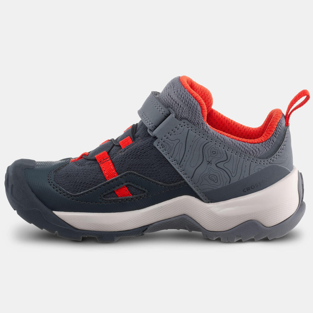 Detská turistická obuv Crossrock na suchý zips od 24 do 34 sivo-červená