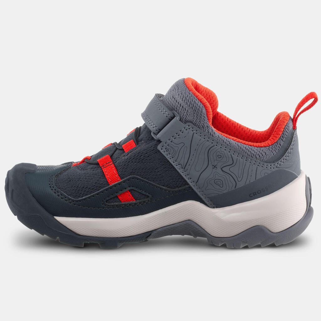 Zapatillas de senderismo niños correa de velcro CROSSROCK gris rojo 24 a 34 