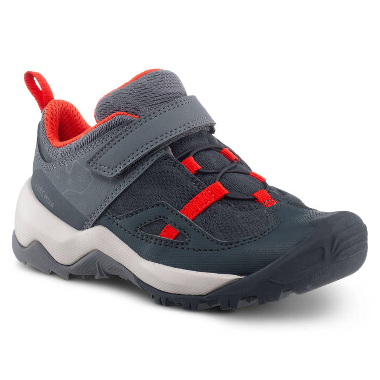 Children's hiking boots with riptab system crossrock grey red