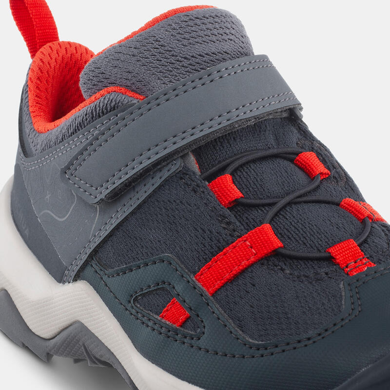 Chaussures de randonnée enfant à scratch Crossrock grise rouge du 24 AU 34