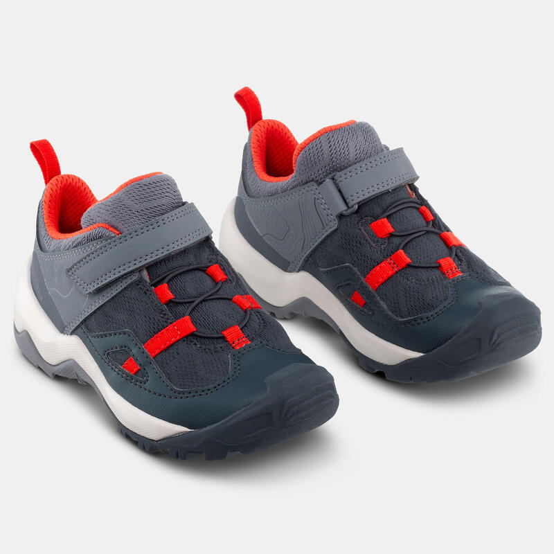 Chaussures de randonnée enfant à scratch Crossrock grise rouge du 24 AU 34