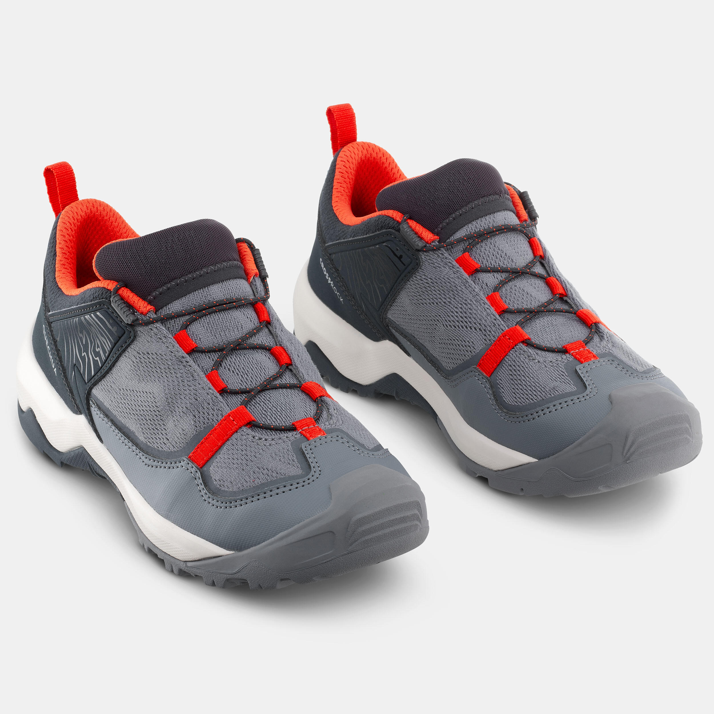 Kids’ QuickLacing Hiking Shoes Crossrock Carbon grey, Dark grey