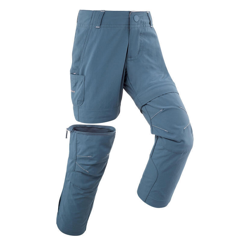Pantaloni modulabili trekking bambina MH500 blu