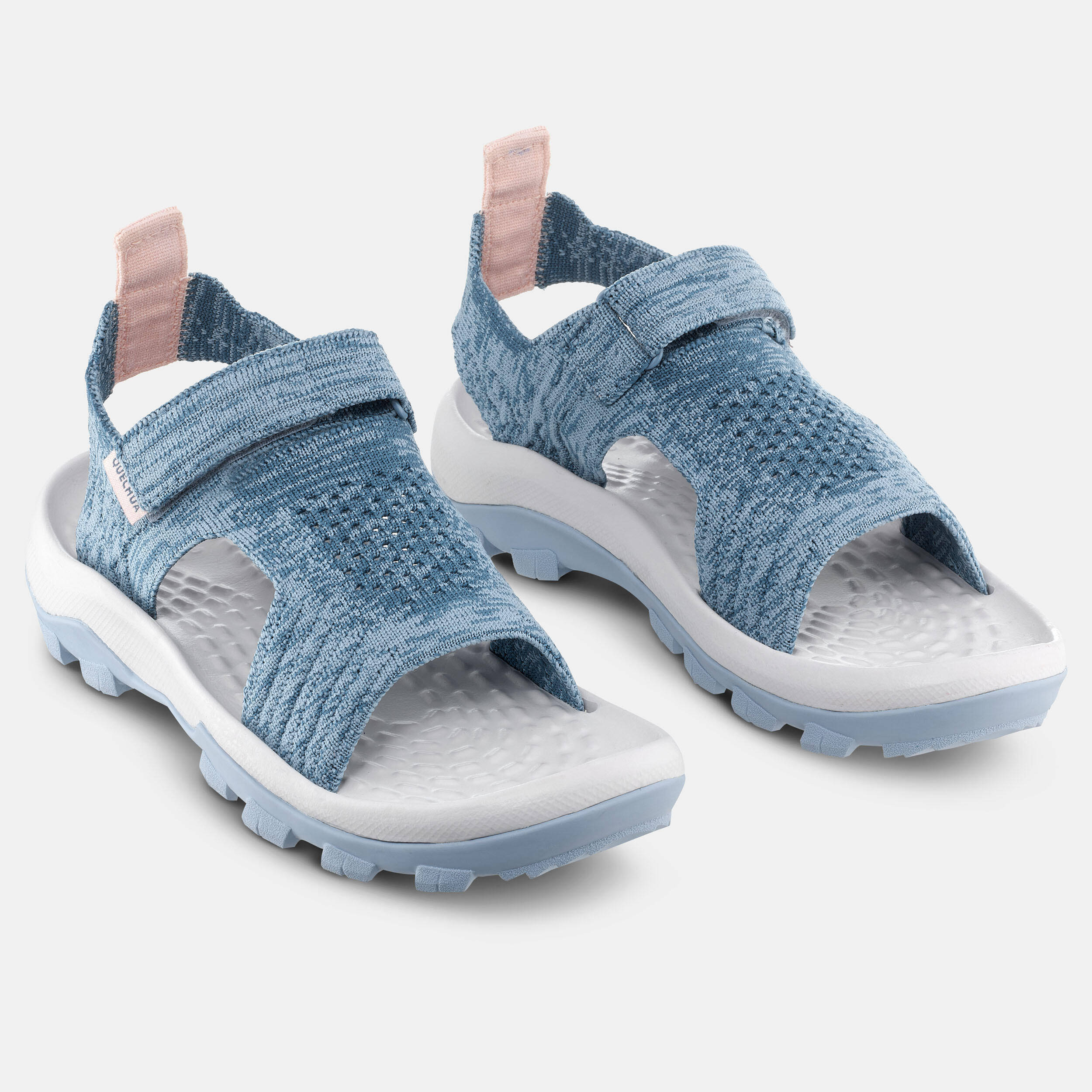Kids’ comfortable hiking sandals with riptab, UK sizes 10 to 6, NH500 - Grey -  2