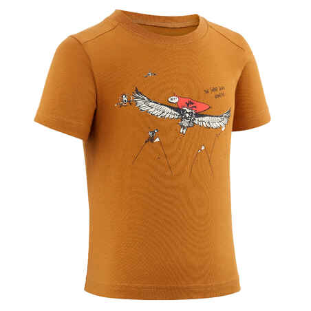 Rjava pohodniška majica s kratkimi rokavi MH100 za otroke 