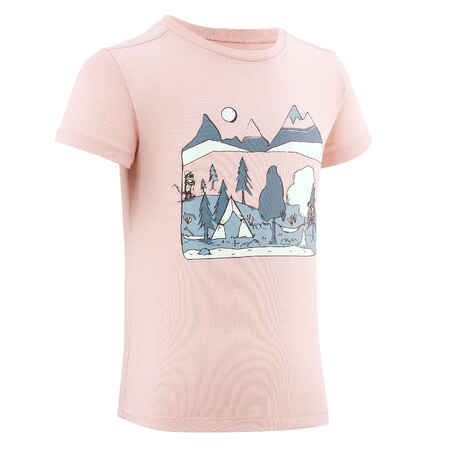 Kids' Hiking T-Shirt - MH100 KID Aged 2-6 - Phosphorescent Pale Pink