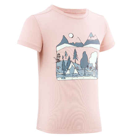 Majica kratkih rukava za planinarenje MH 500 za djecu od 2 do 6 godina ružičasta