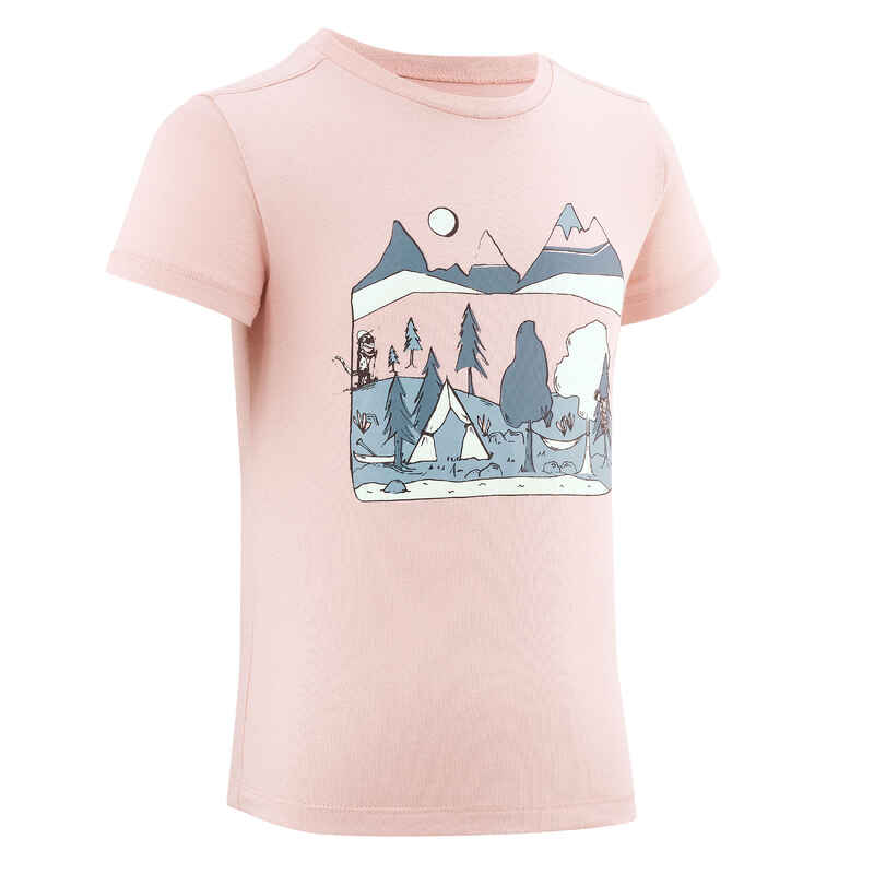 Kids' Hiking T-Shirt - MH100 KID Aged 2-6 - Phosphorescent Pale Pink