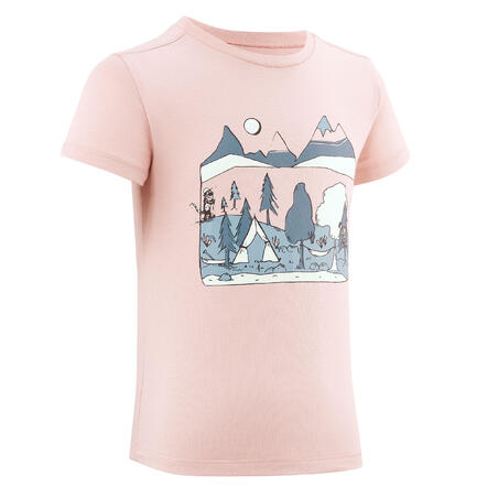 T-shirt de randonnée - MH100 KID rose pâle phosphorescent - enfant 2-6 ANS