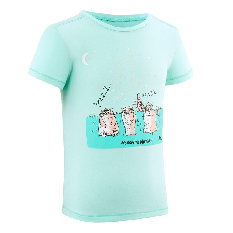 Wandel T-shirt MH100 fosforescerend turquoise kinderen 2-6 jaar