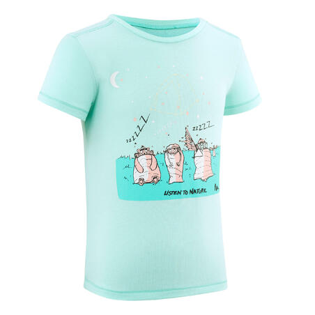 T-shirt de randonnée - MH100 KID turquoise phosphorescent - enfant 2-6 ANS