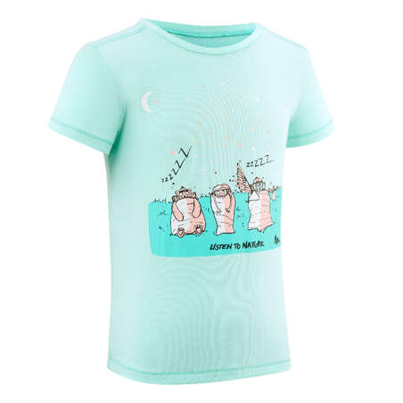 T-shirt de randonnée - MH100 KID turquoise phosphorescent - enfant 2-6 ANS