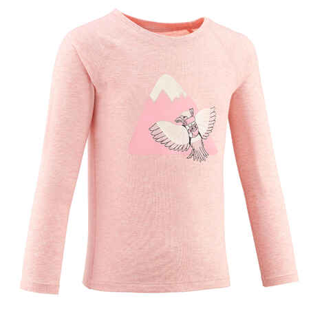 Majica dugih rukava za planinarenje MH150 za djecu od 2 do 6 godina ružičasta