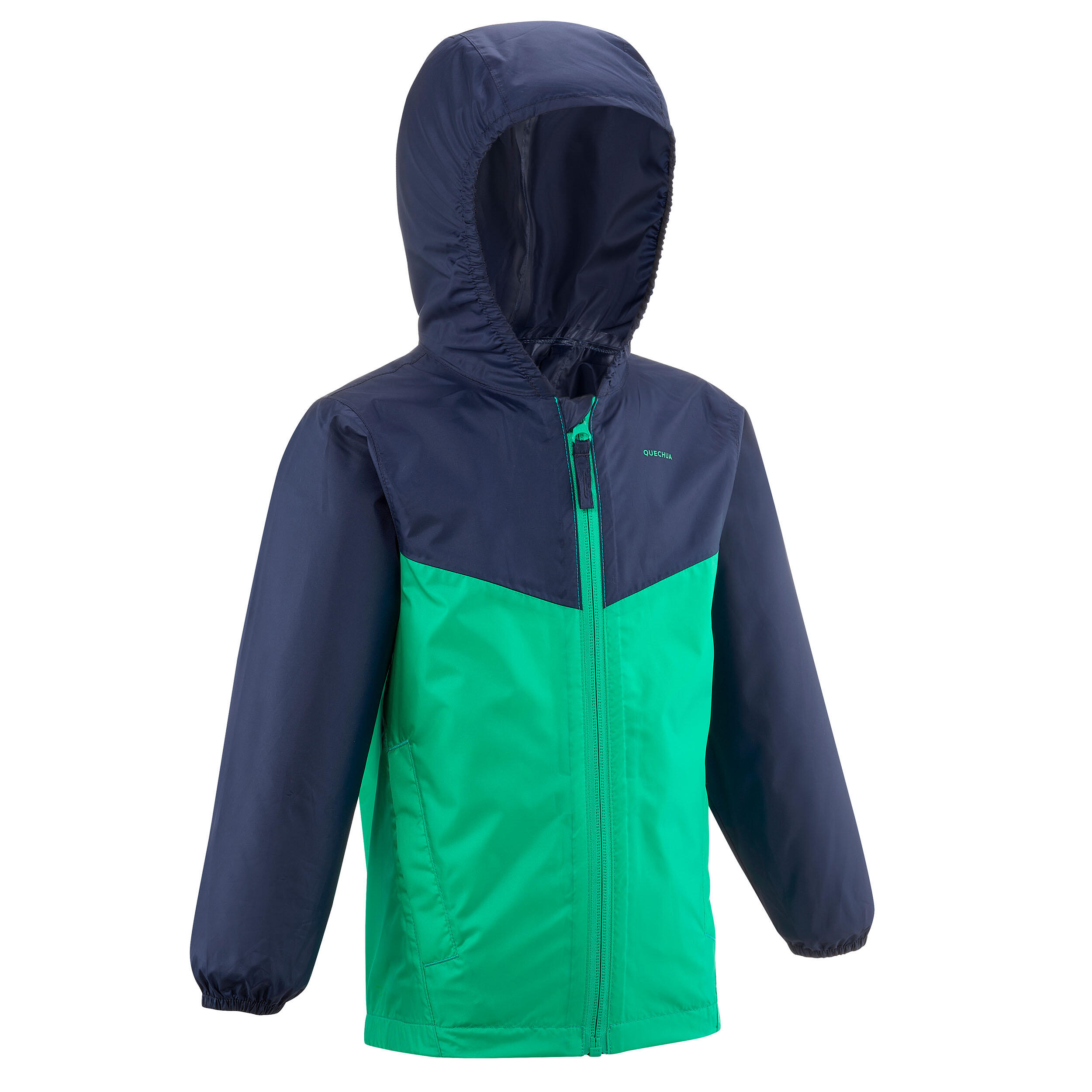 Jachetă Impermeabilă Drumeție la munte MH150 Bleumarin-Verde Băieți 2-6 ani