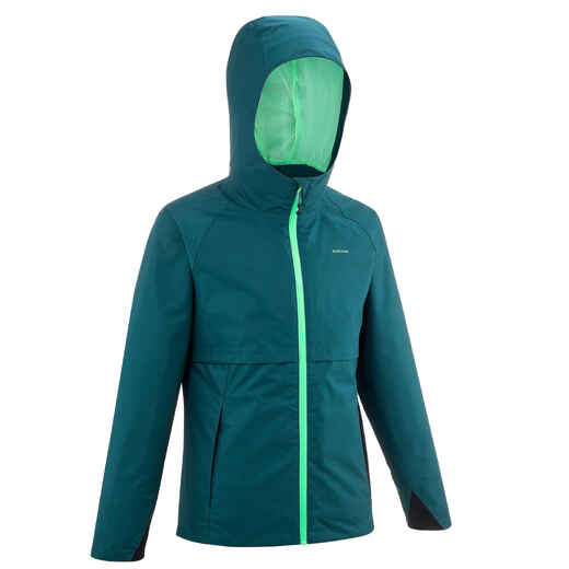
      Kids’ Hiking Waterproof Jacket MH500 7-15 Years - green 
  