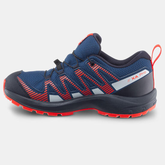 Scarpe montagna bambino XA PRO 3D impermeabili blu e rosse | Dal 31 al 39