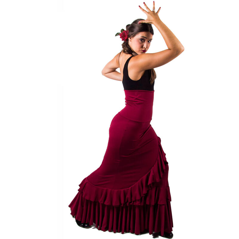 Falda de baile flamenco con cintura alta 4 palas