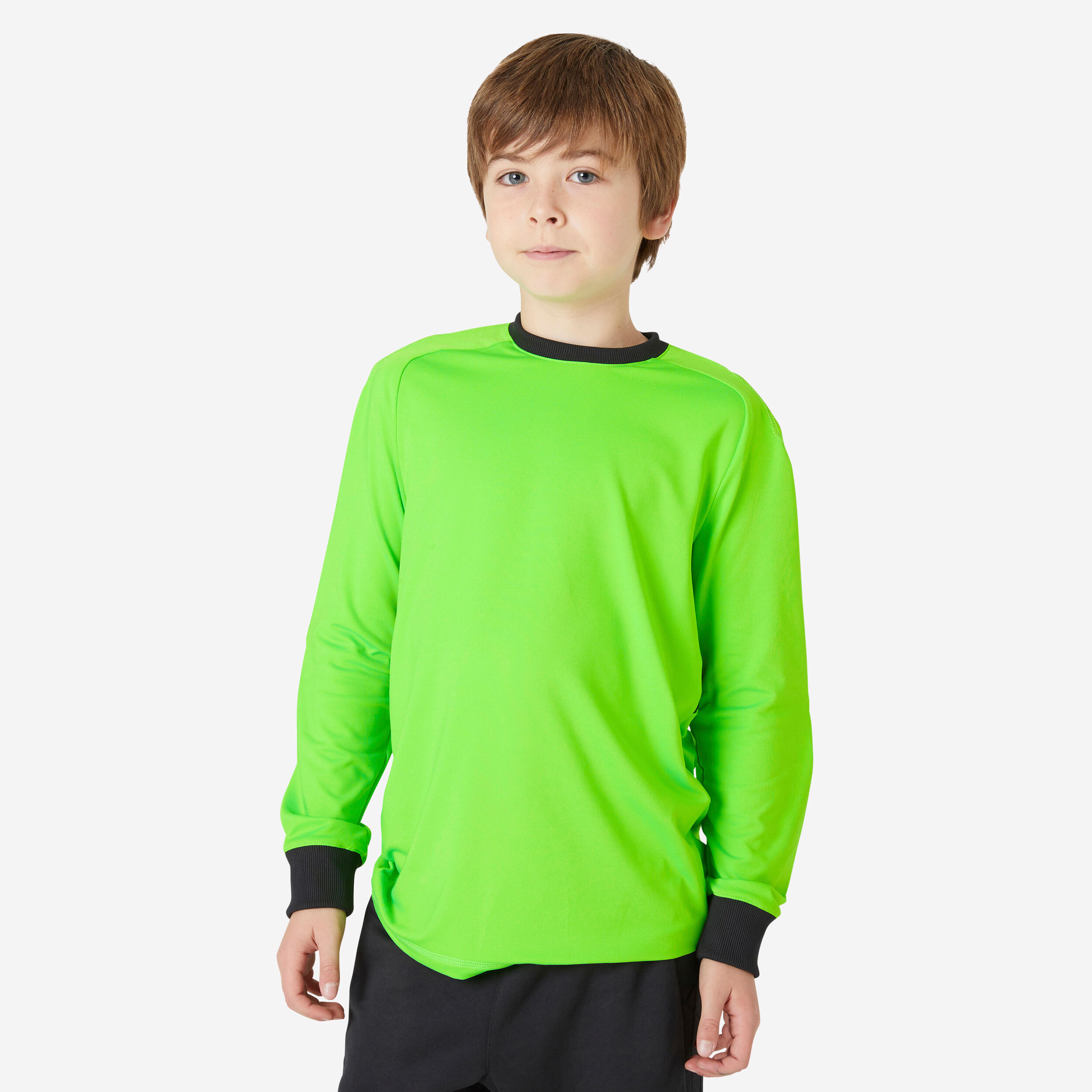 Camiseta de arquero de futbol para ninos Kipsta F100 verde Decathlon