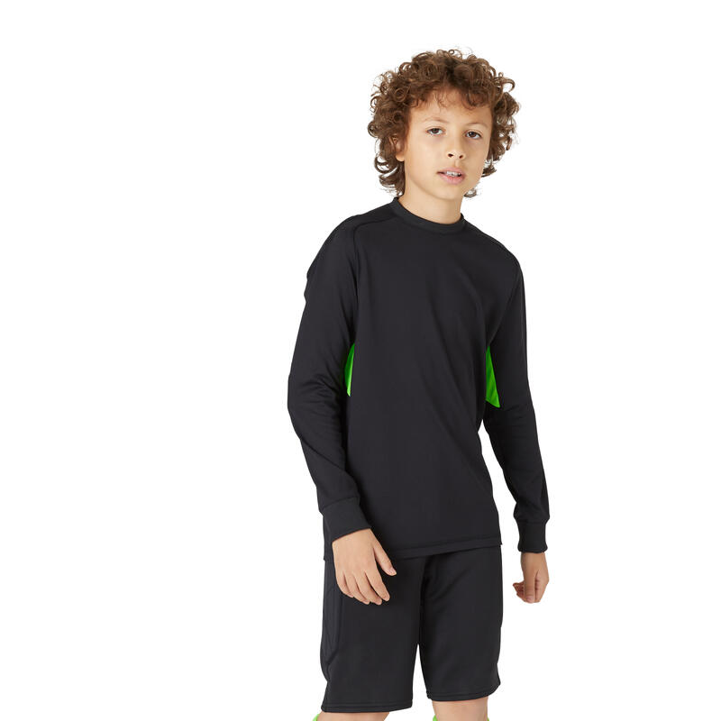 Camiseta de portero de fútbol Niños Kipsta F100 negro