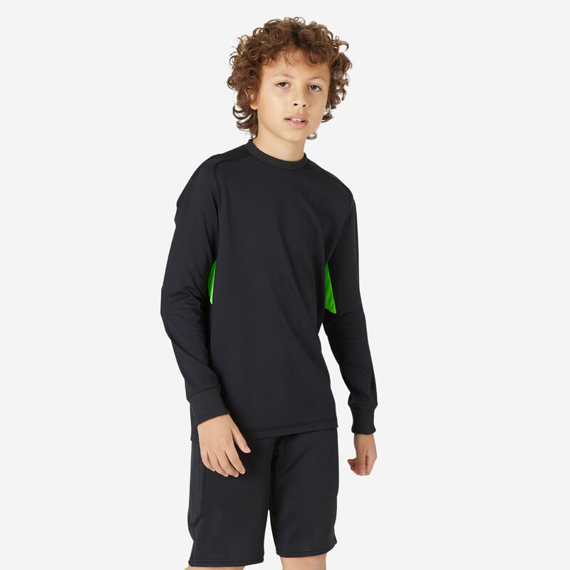 Camiseta de portero de fútbol Niños Kipsta F100 negro
